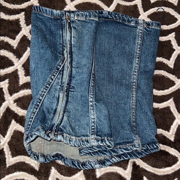 Zara Denim Cropped Corset Top Size Small - Picture 3 of 9